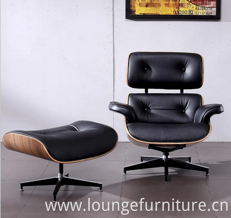 Real Leather Comfortable Chair Designed Chair Modern Wooden Leather Leisure Chair